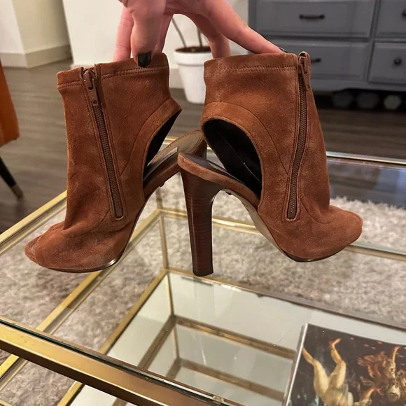 🥳 Diane Von Furstenberg Suede Open Toe Dress Bootie - Picture 7 of 9